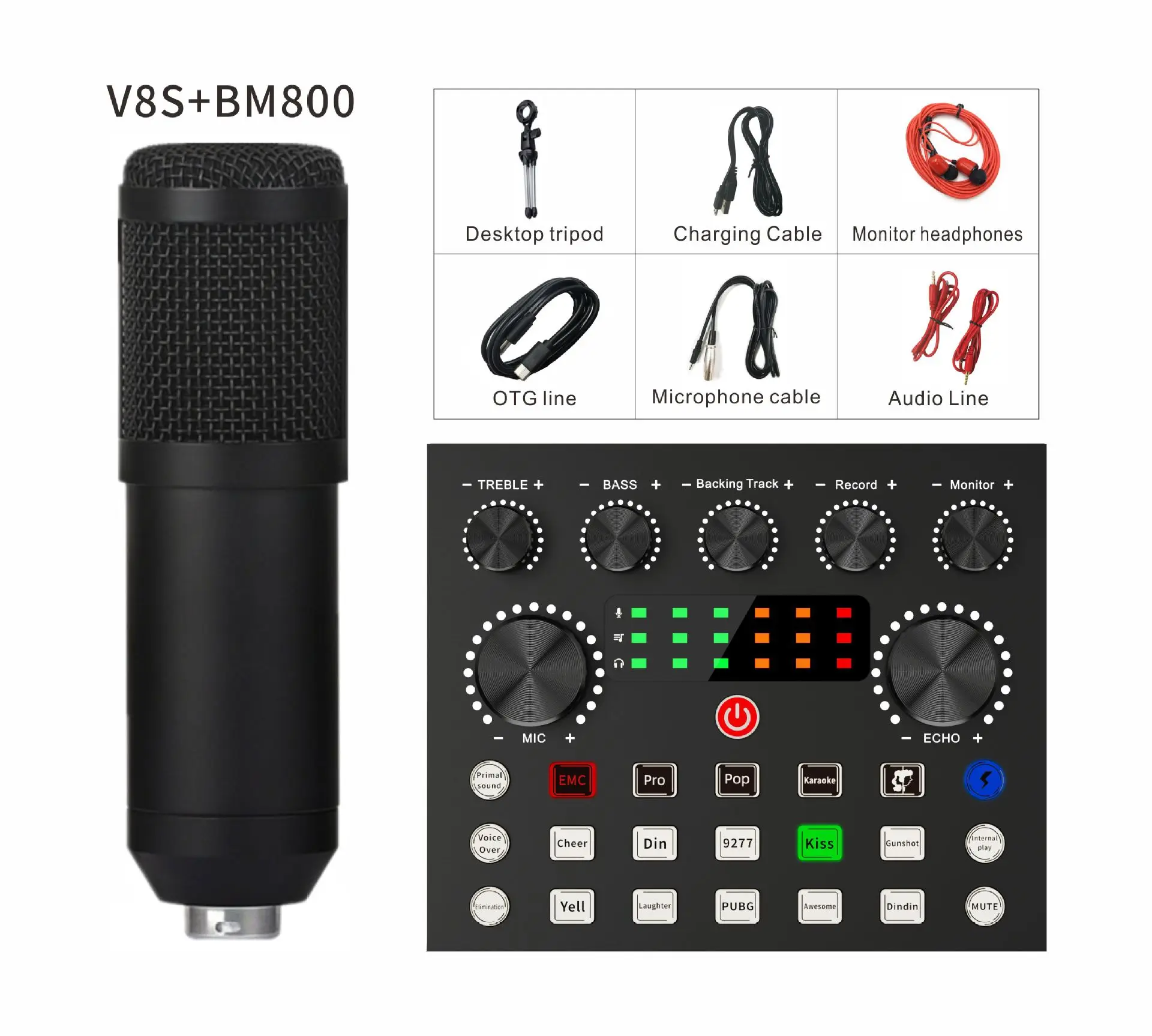 

V8s English version plus bm800 microphone live broadcast equipment package