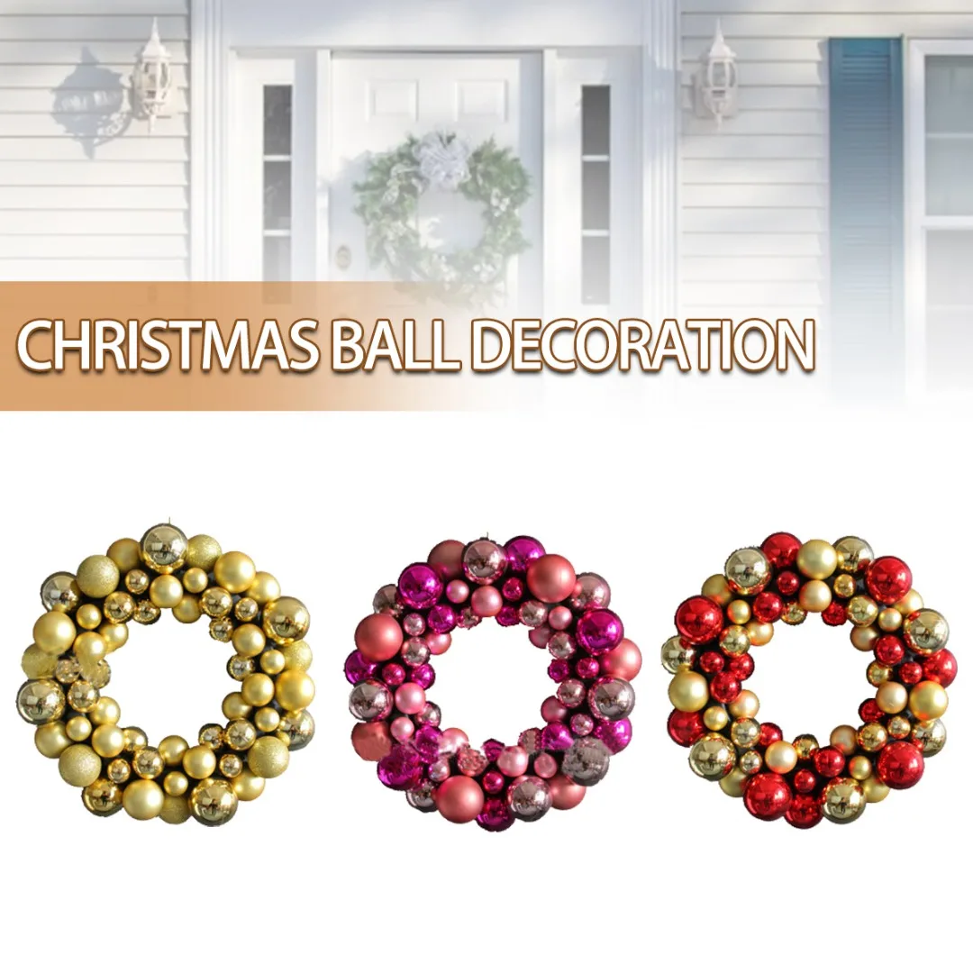 

1 PC Christmas Balls Artificial Wreath Front Door Decor Hanging Garland Pendant Wall Window Hanging Ornaments Party Decor