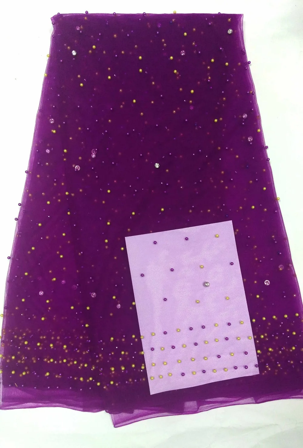 

Purple French Lace Fabric 2021 High Quality 5 Yards Nigerian Lace Fabric African Tulle Lace Fabric for Party Dress