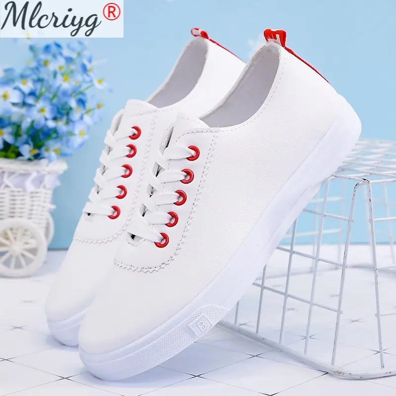 

2021 Spring Autumn Hot Breathable Women Shoes Ladies Lace Up White Sneakers Shoes Valcanize Platform Sneakers Match Shoes Tenis