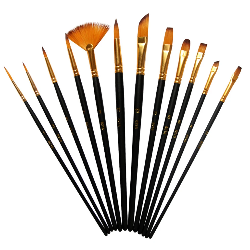 

12PCS Set Artist Painting Brushes Pens Kit Painter Students Watercolor Oil Painting Drawing Wooden Paint Brushes