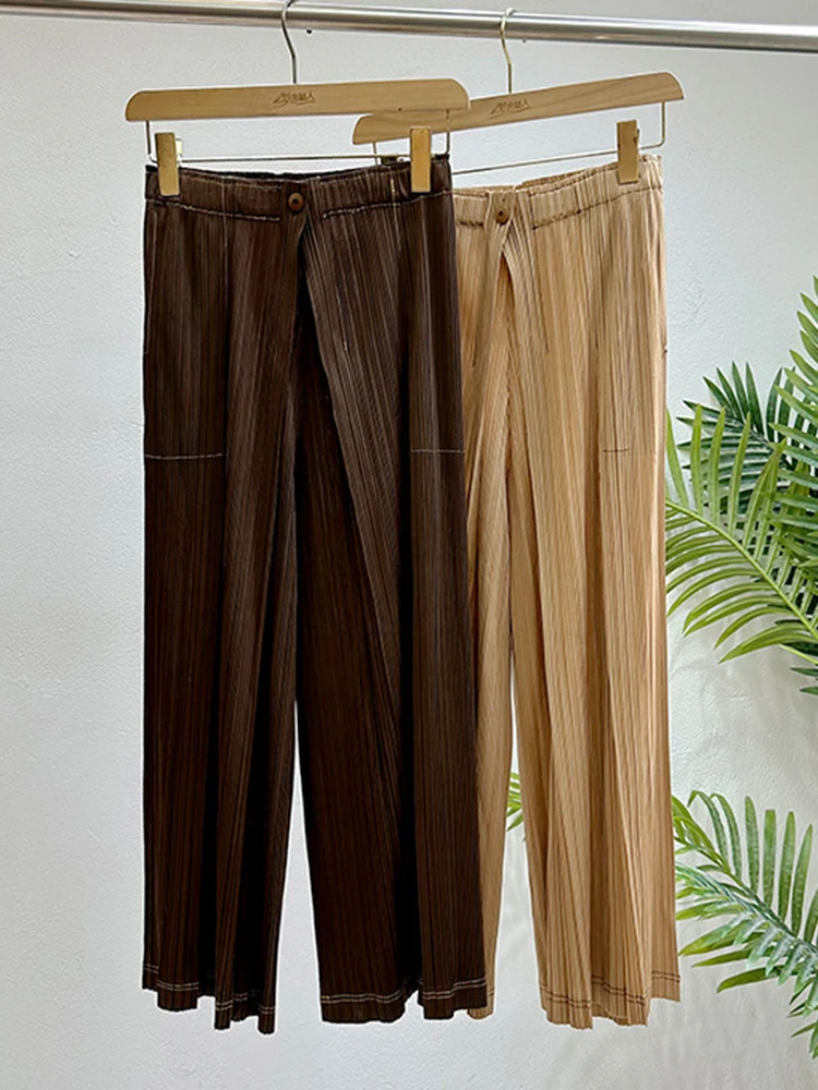 Женские плиссированные брюки GVUW свободные универсальные широкие с эластичным