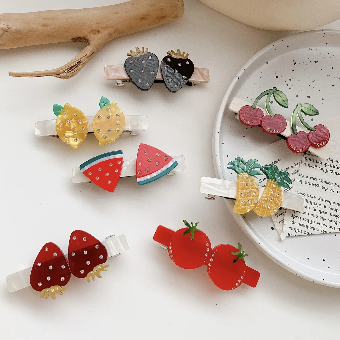 

Summer Cute Watermelon Strawberry Cherry Hair Clip Fruit Spring Clip Hair Accessories for Women Lemon Pineapple Hairwear 2022