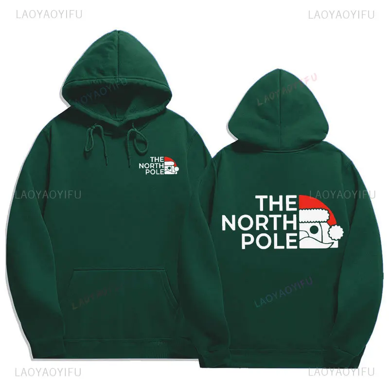 Забавная рождественская толстовка The NORTH POLE Санта-Клаус с лацканами