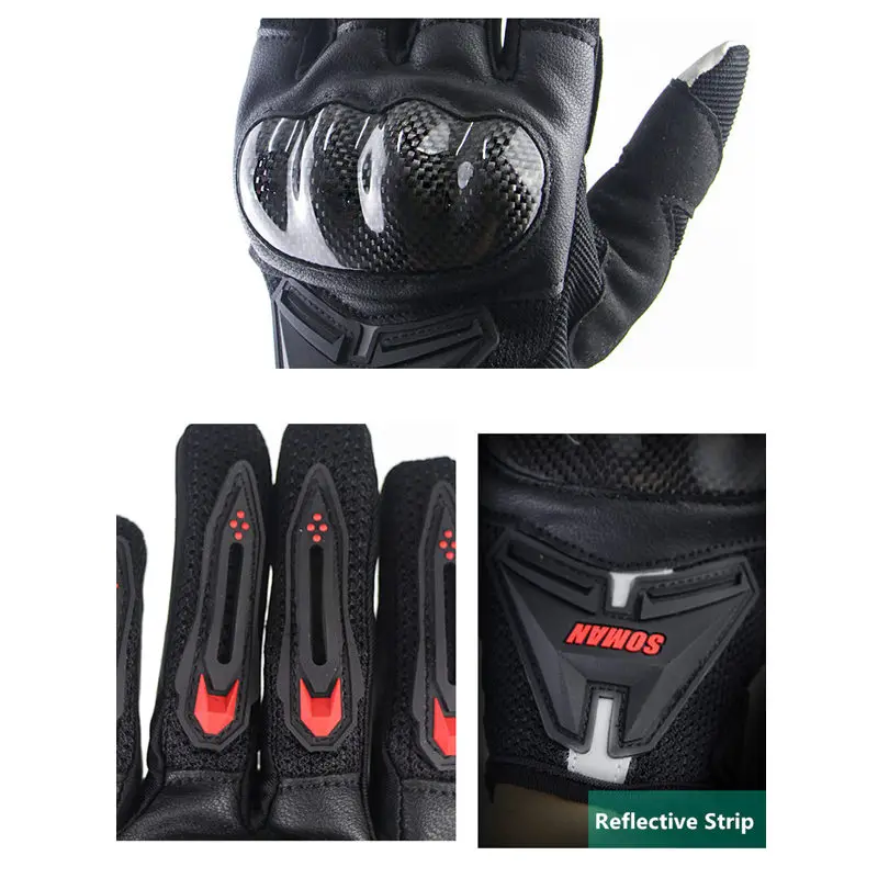 Мотоциклетные Перчатки SOMAN, из углеродного волокна, кожаные, мужские, для езды на мотоцикле, защитное снаряжение для мотокросса, мотоциклетн... от AliExpress WW