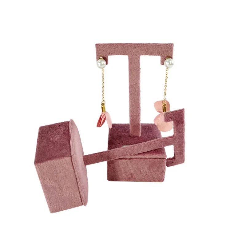 Розовый Бархатный Т-органайзер Для Сережек И Ювелирных Изделий С Утолщенной