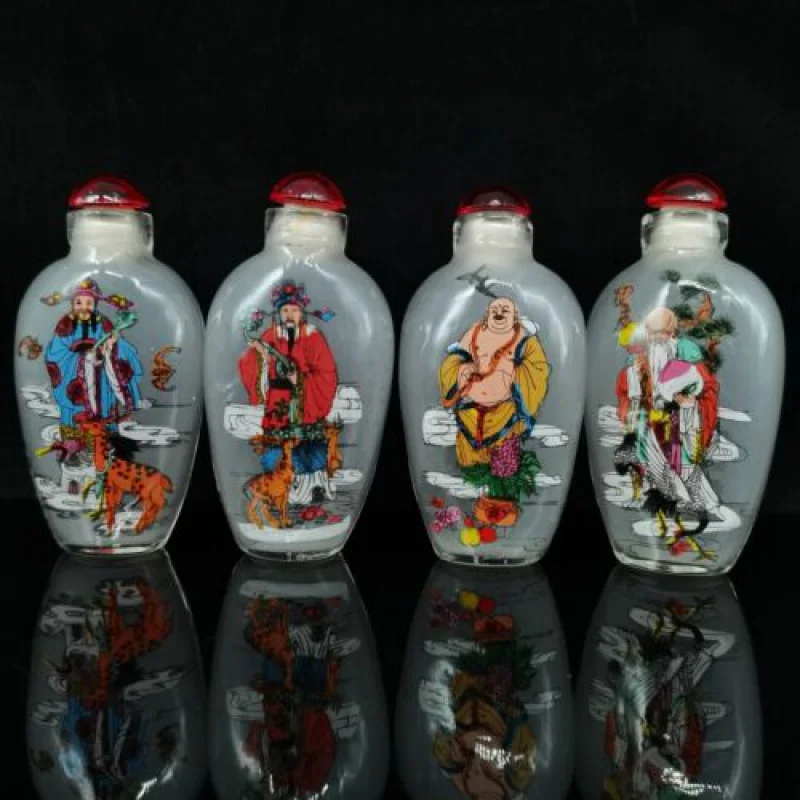 

Коллекционная китайская цветная глазурованная ручная роспись Fu Lu Cai Shou узор табак бутылка