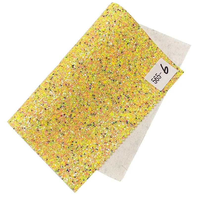 

Multicolored Colorful Chunky Glitter Faux Leather Fabric Twill Backing For Shoes/Wallets/Purses/DIY Accessories
