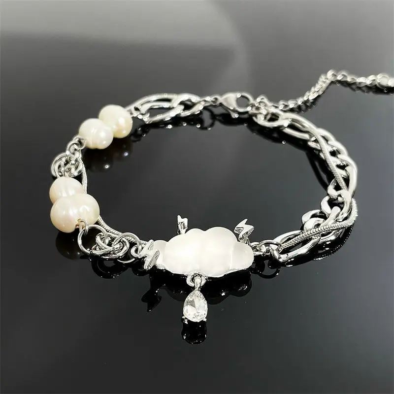 

Lightning Cloud Splicing Bracelets for Man Woman New Trendy Jewelry Hip Hop Double Layer Zircon Charm Bracelets Cuban Chain