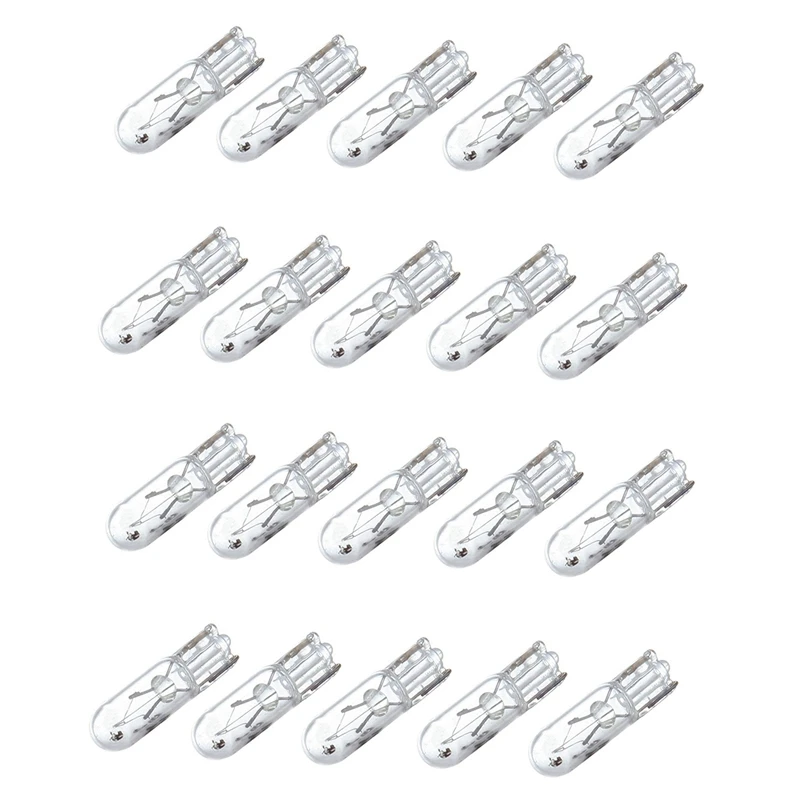 

20Pcs T5 17 86 206 286 Halogen Bulb Car Instrument Panel Lamp Auto Wedge Dashboard Lamp 1.2W 12V Light Source Warm White