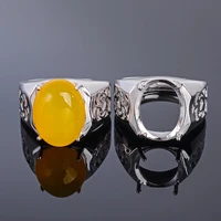 meibapj 1216 real natural chalcedony gemstone men ring or empty ring support real 925 sterling silver fine wedding jewelry