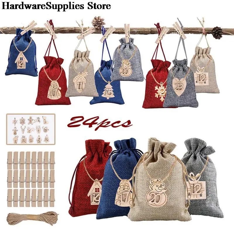 Деревянные Этикетки для списка с номерами 1-24 Рождественский календарь