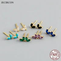 jecircon 925 sterling silver multicolor zircon mini cute stud earrings simple ins small fresh marquise studs piercing jewelry
