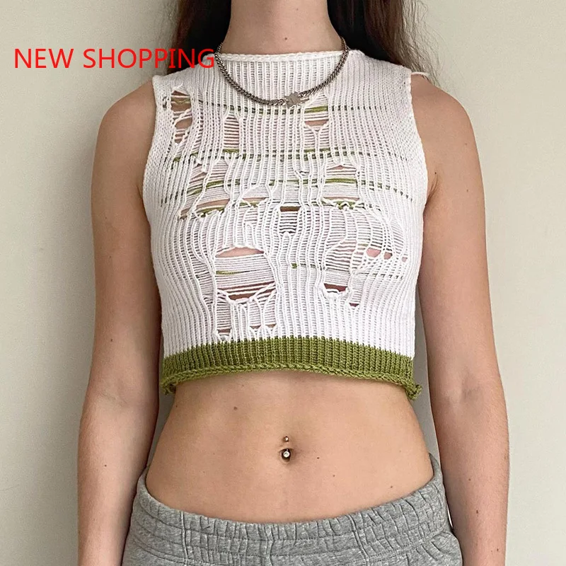 

Топ женский трикотажный без рукавов, пикантная уличная одежда в готическом стиле, базовый укороченный топ в стиле Харадзюку, в стиле панк, Y2k...