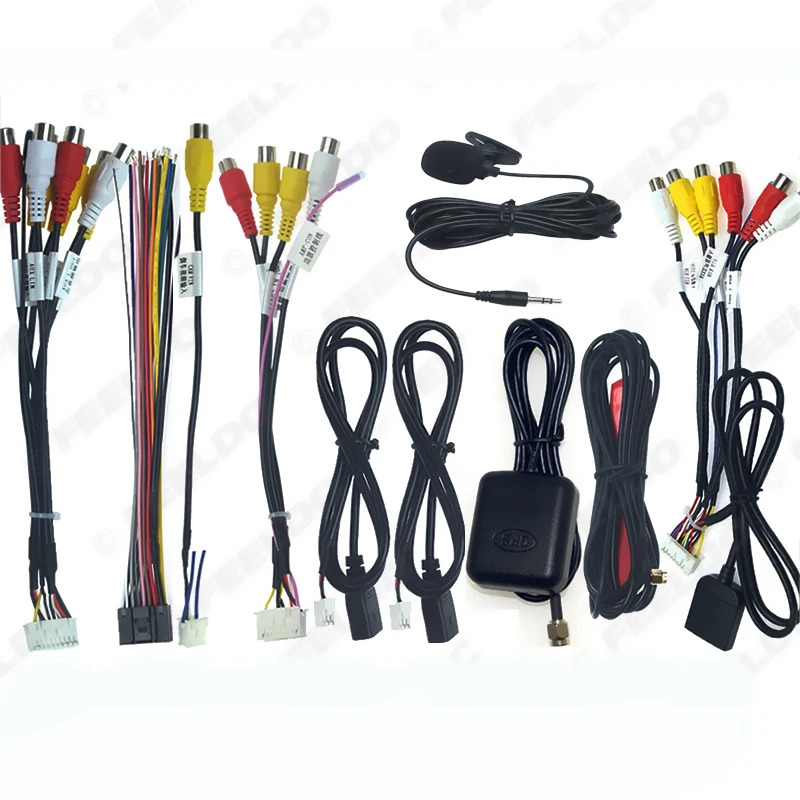 

Car Head Unit Stereo Wire Harness Kits Compatible For XY AUTO Android Interface USB RCA GPS 4G Antenna CAM-IN 3.5mm Microphone