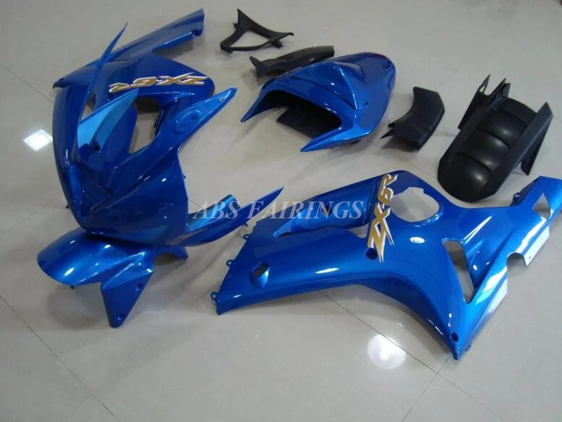 

Формочка под давлением, новый комплект обтекателей для цельного мотоцикла из АБС-пластика, подходит для KAWASAKI ZX-6R ZX6R 636 2003 2004 03 04, кузов синего цвета
