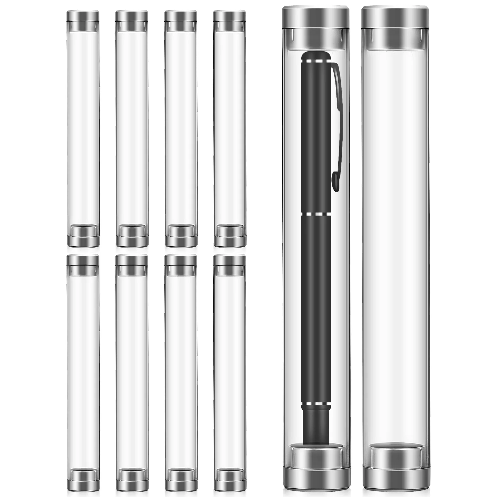 

10 Pcs Crystal Pen Case Clear Plastic Containers Single Display Cases Acrylic Tube