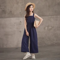 girls shirred back wide leg jumpsuit teen summer cotton children clothing 4 10 12 14 years sleeveless jumpsuit pants kids outfit