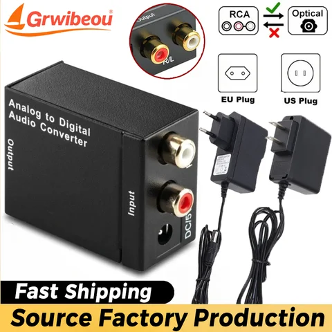GRWIBEOU АЦП конвертер аудио аналого-цифровой оптический коаксиальный RCA Toslink