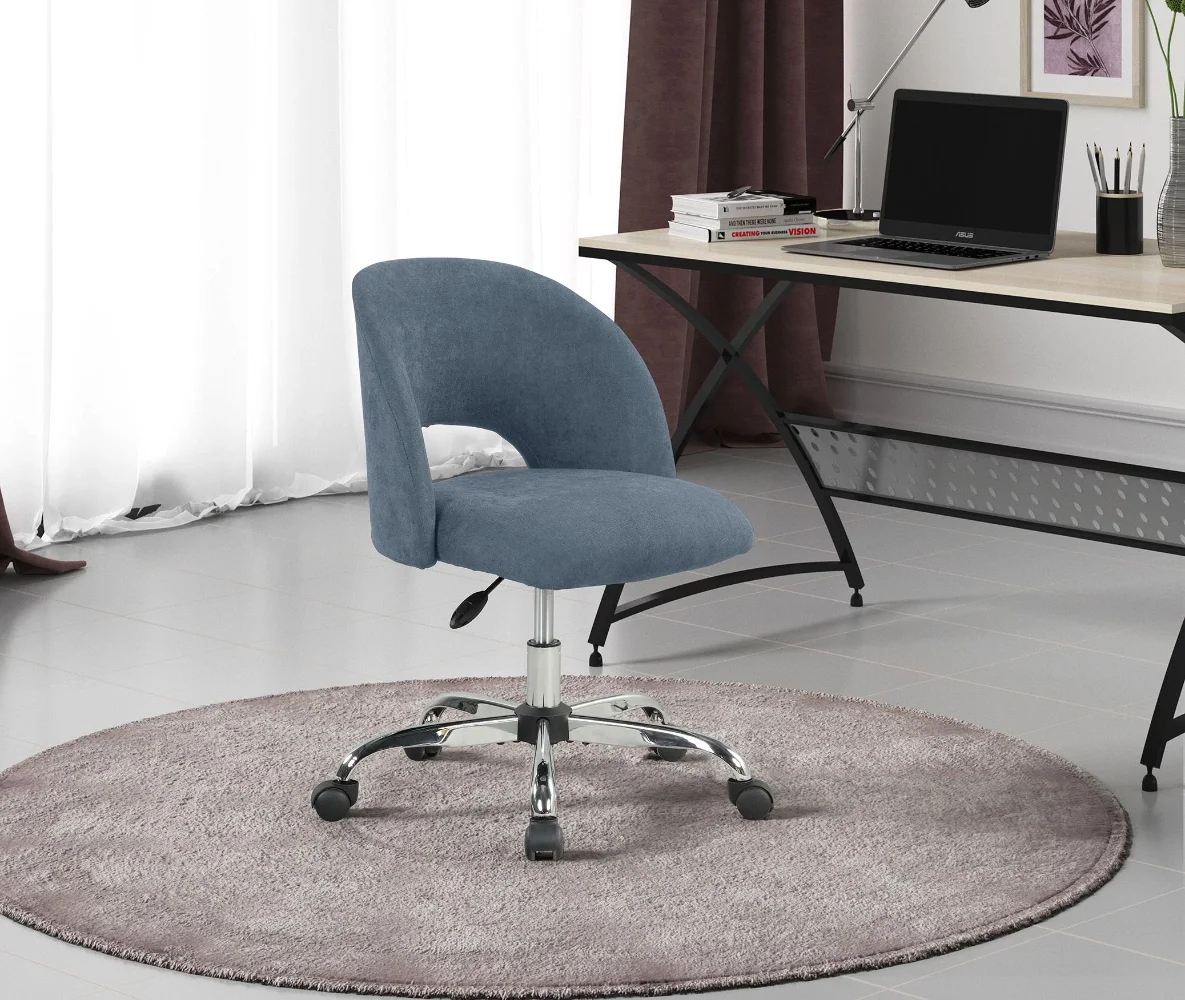 

Fabric Upholstered Open Back Office Chair with Casters, Grey