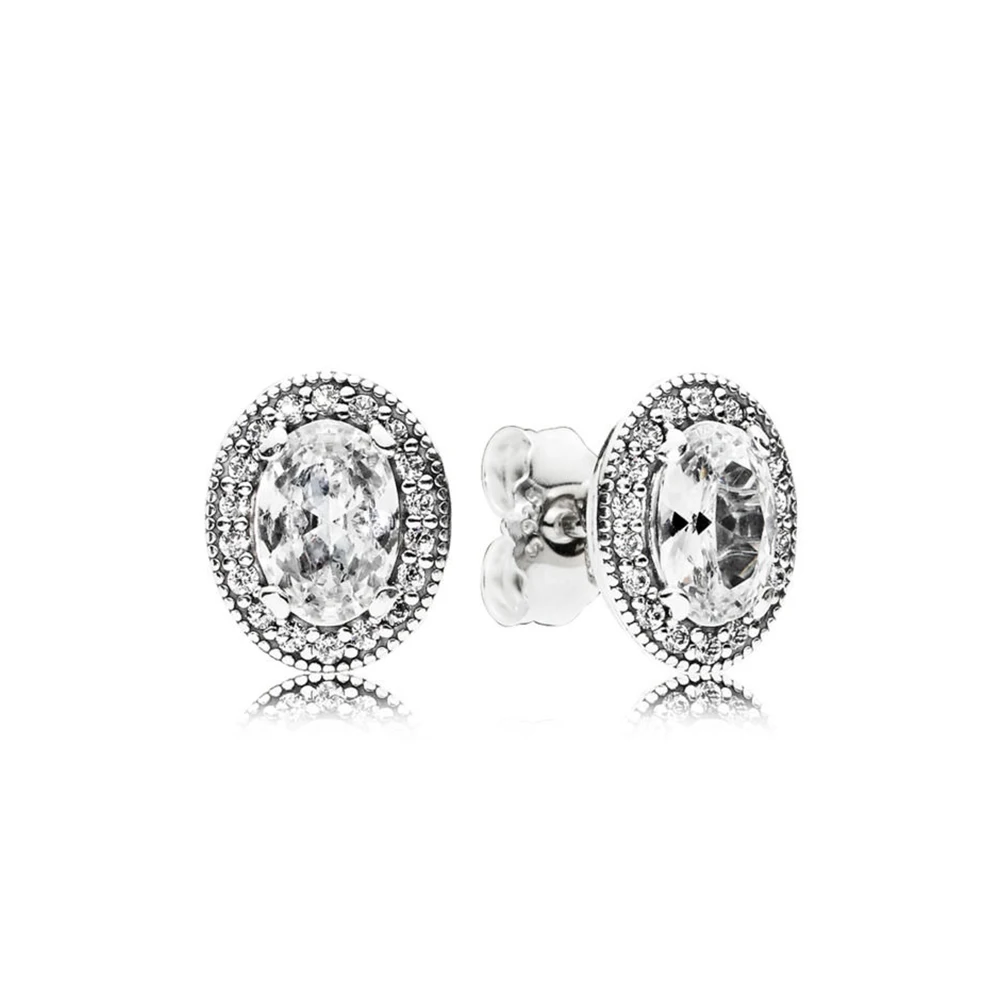 Серьги Panjia S925 Silver DIY Zircon Square в голубом цвете, блестящие круглые серии DORA, простота характера.