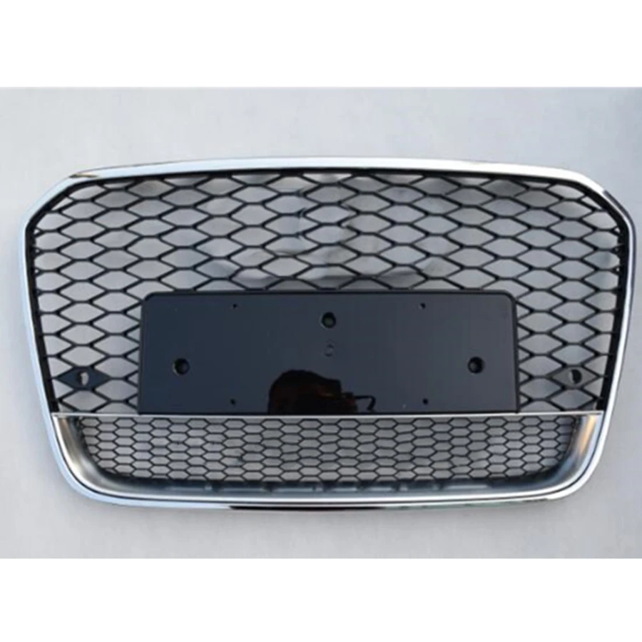 

For RS6 Style Front Sport Hex Mesh Honeycomb Hood Grill Chrome Black for Audi A6/S6 C7 2012 2013 2014 2015 For Quattr0 Style