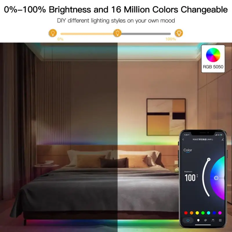 

Rgb Strip Light Smart Life App Control Music Sync Dimmable Dc 12v Voice Control Smart Home Led Light Strip Smart Lamp