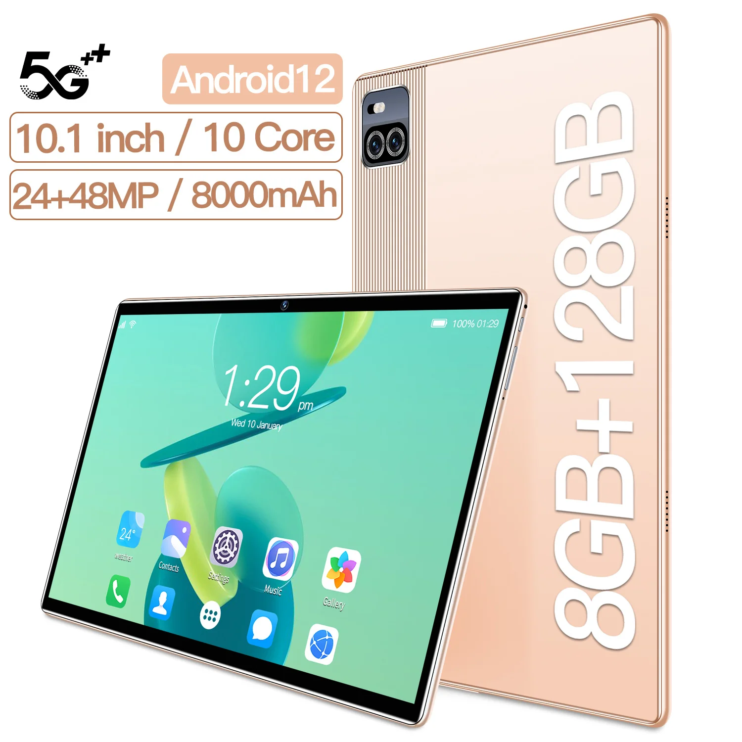 

10.1-inch Android Tablet 128GB Wi-Fi S Pen AKG Dual Speakers Advanced Processor 8000mAh Global Version Mini Laptop