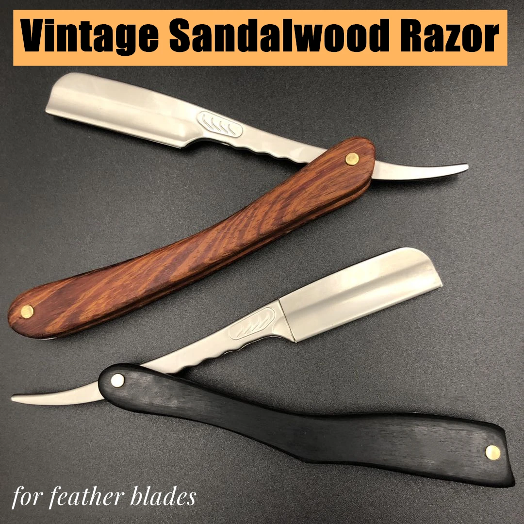 

Светильник из углеродистой стали, острые лезвия, винтажная Мужская бритва, желтая сандаловая ручка, борода, бритва для бровей, ручная бритва...