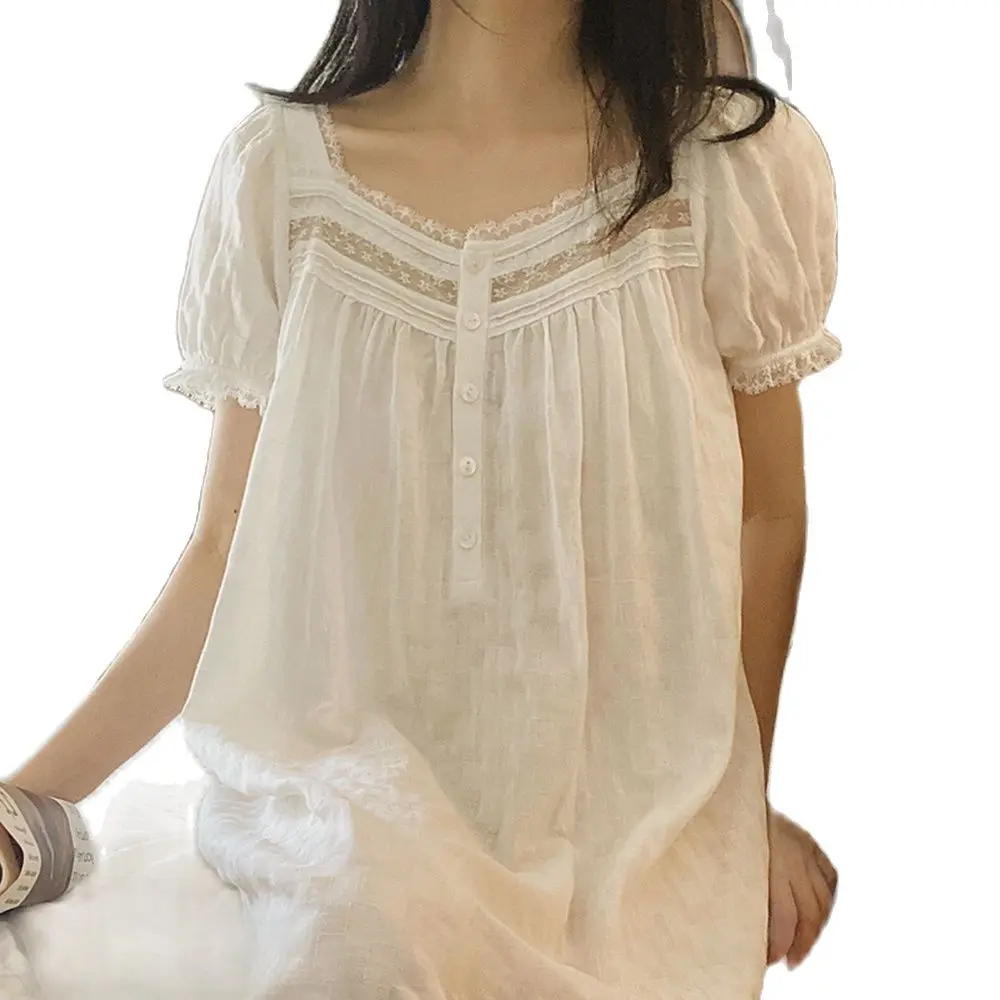 

Женская хлопковая ночная рубашка для дома Slothes, Элегантная короткая ночная сорочка во французском стиле для дворца, лето 2022