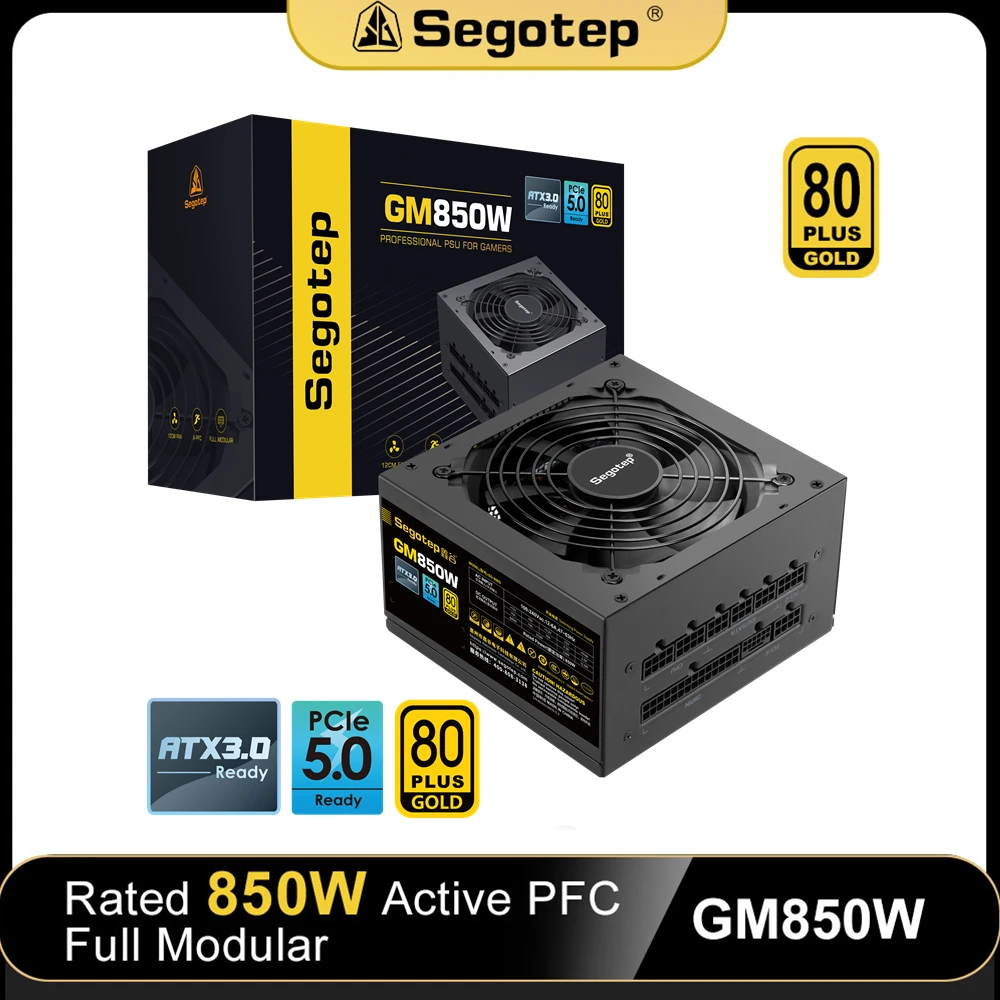 Золотистый блок питания Segotep GM 850 Вт 80 plus для ПК Active PFC источник игрового
