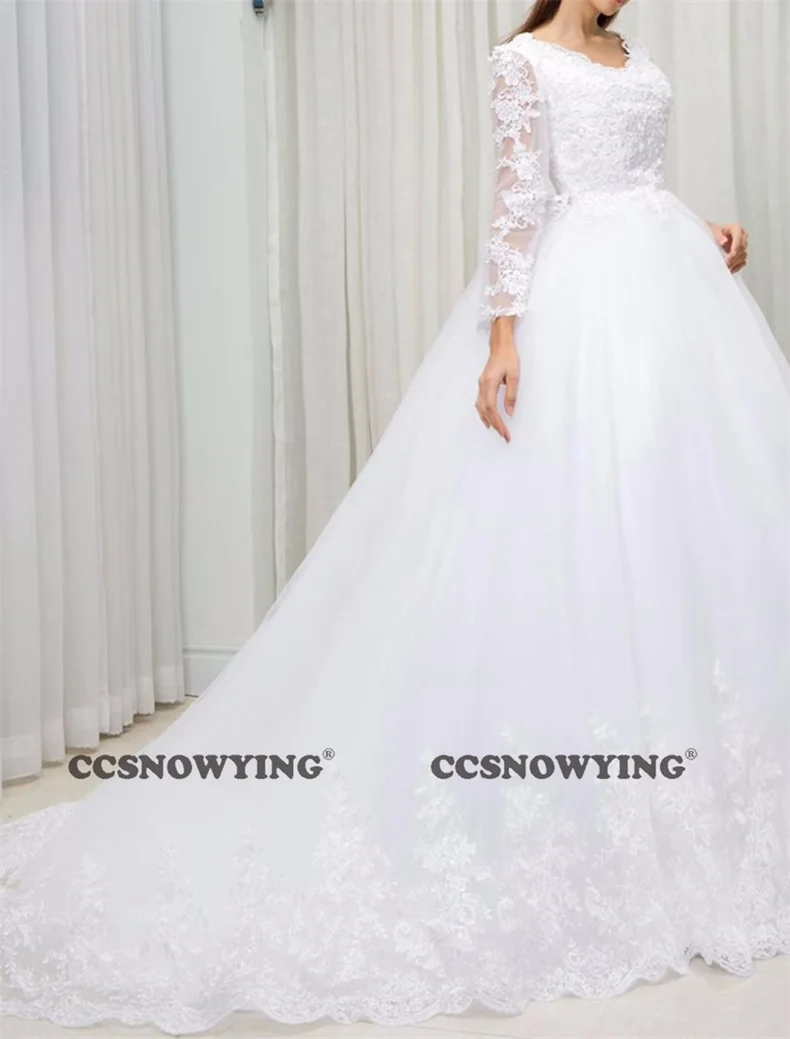 

Платье Свадебное ТРАПЕЦИЕВИДНОЕ с длинным рукавом и V-образным вырезом