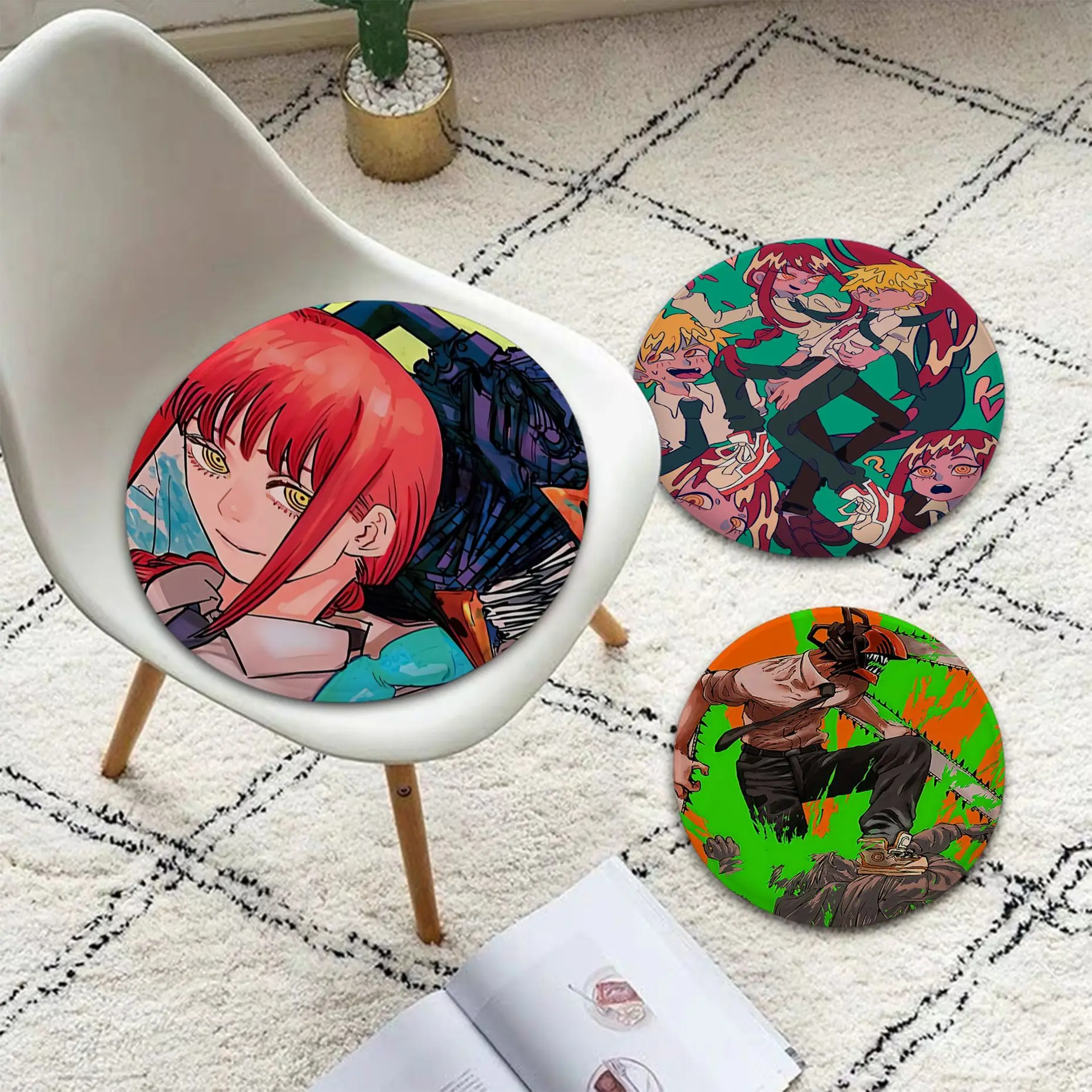 

Chainsaw Man Modern Minimalist Style Fabric Cushion Non-slip Living Room Sofa Decor Students Stool Tatami Office Seat Mat