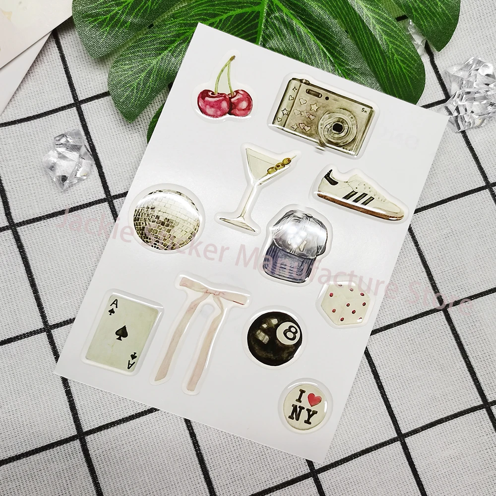 DlY custom 3D phone case dome epoxy sticker personalized resin ipad label popular decorative crystal gel logo jelly cute shapes