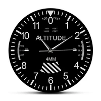 airplane altimeter indicator inspired wall clock pilots home decor aviation instrument artwork silent clock for aviator man cave