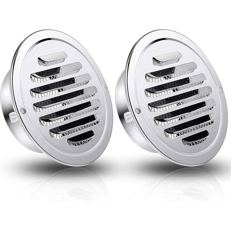 

Stainless Steel Exhaust Port Round Louver Grille Cover Wall Wind Vent With Screen Mesh Suitable For Wall And Ceiling