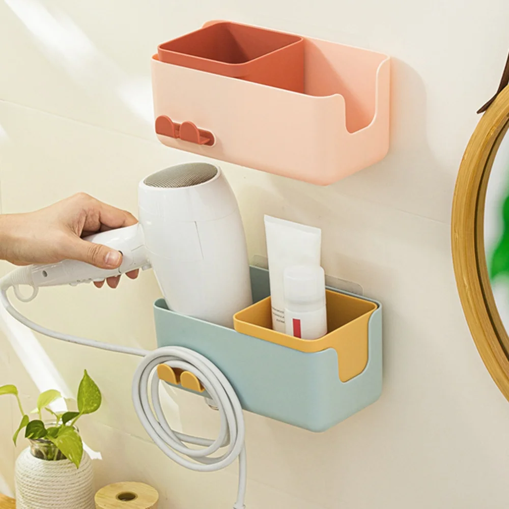 

Hand-Free Hair Dryer Holder Storage Box Curling Iron Shelf For Bathroom Organizer Storage Rack Bathroom Accessories Set Home