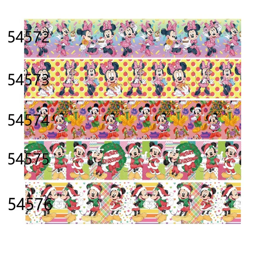 

Printed Mickey Minnie Christmas Decoration Grosgrain Ribbon 25mm for Hairbows DIY 10yards Craft Handmade Materials