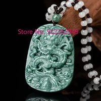 hot selling natural hand carve jade green chinese zodiac dragon brand necklace pendant fashion jewelry menwomen luckgifts amulet