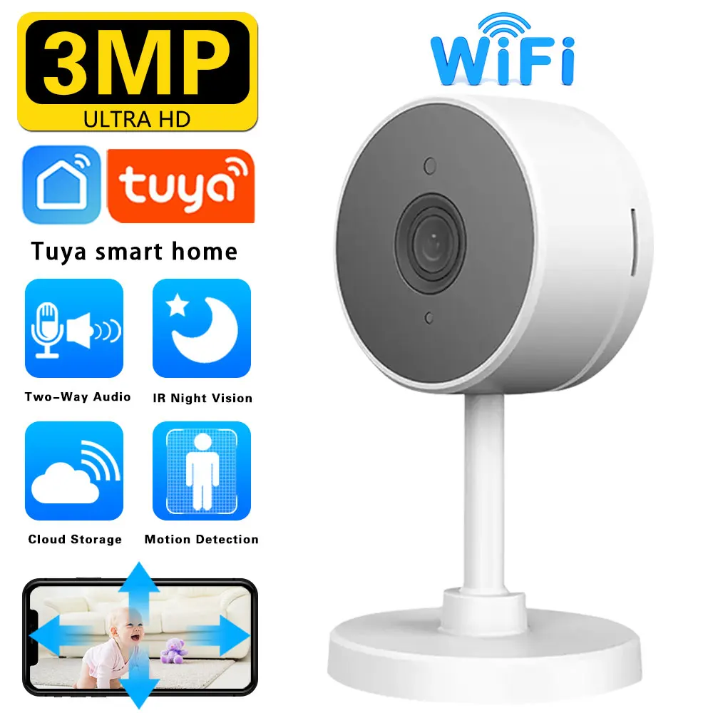 

Мини-камера видеонаблюдения Tuya, 3 Мп, Wi-Fi, датчик движения, 1080P