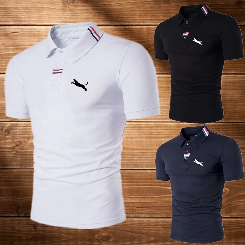 

Polo Shirt Men's Short-sleeved Summer New Slim Solid Color Lapel Top T-shirt