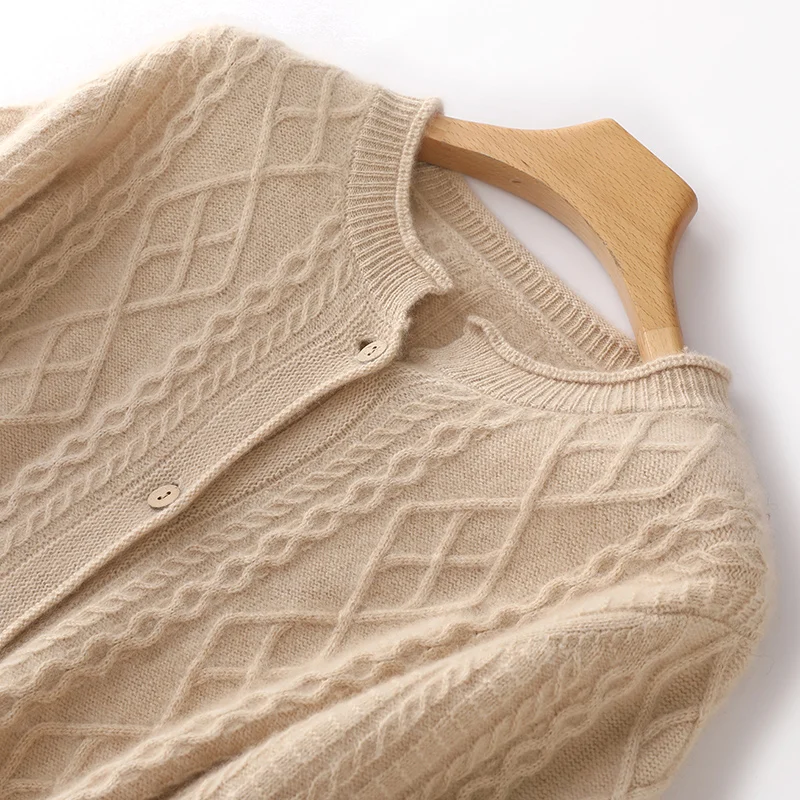 Винтажный осенне-зимний новый кардиган из 100% мериносовой шерсти кашемировый