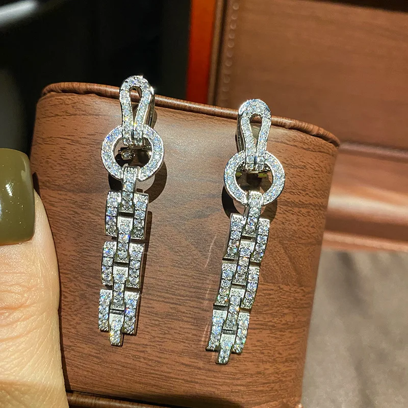 

Buckle shape earrings chain texture earrings high sense