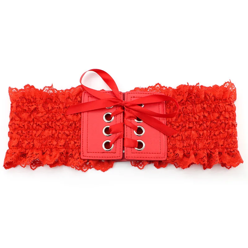 Женский элегантный кружевной ремень в стиле ретро эластичный пояс черный