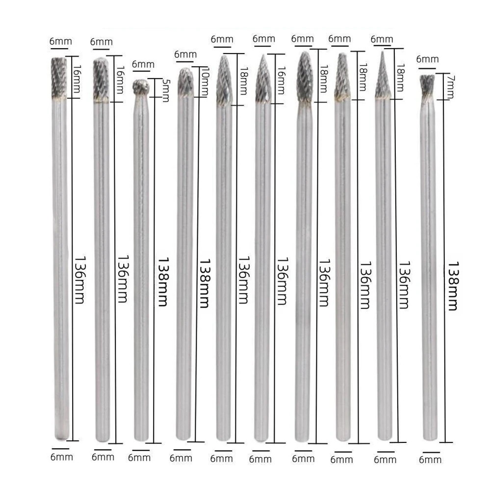 10 шт. гравировальная насадка с ЧПУ полировальная головка хвостовик 6 мм 150 резак