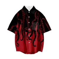 2022 summer mens clothing octopus print short sleeve shirts beach hawaii streetwear fashion casual oversized loose breathable