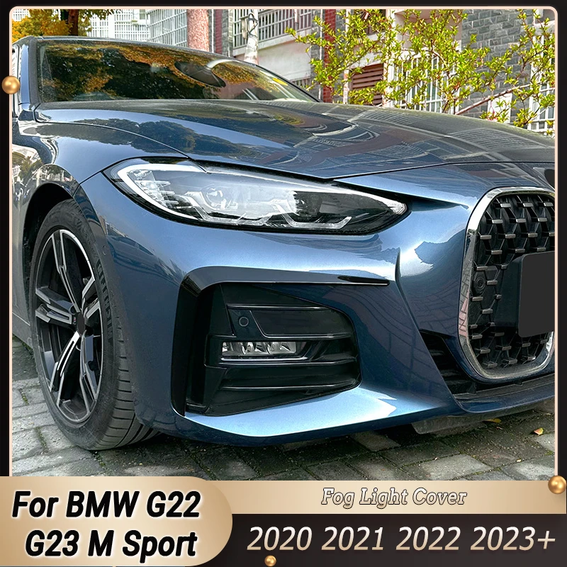 

Gloss Black Front Canards Bumper Spoiler Lip Fog Light Trim Body Kit for BMW 4 Series G22 G23 M Sport 2020-2023+ Car Accessories