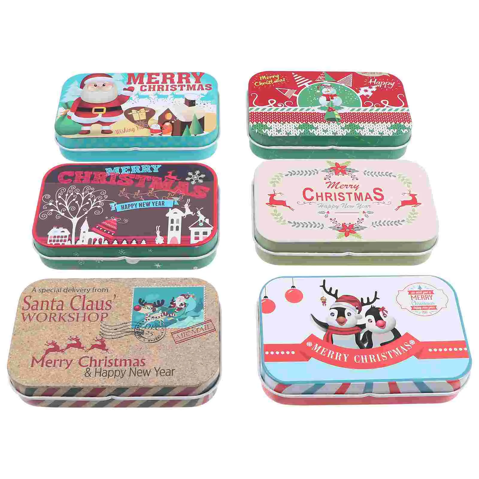 

Box Christmas Tinlid Metal Cookie Candy Container Gift Storage Small Containers Tins Hingedboxes Jar Empty Rectangular Tinplate
