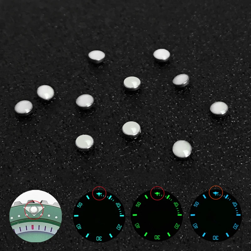 Зеленые светящиеся панели для часов 12 Dot Seiko мод Rolex Submariner Blue Lume Pearl Pip аксессуары |