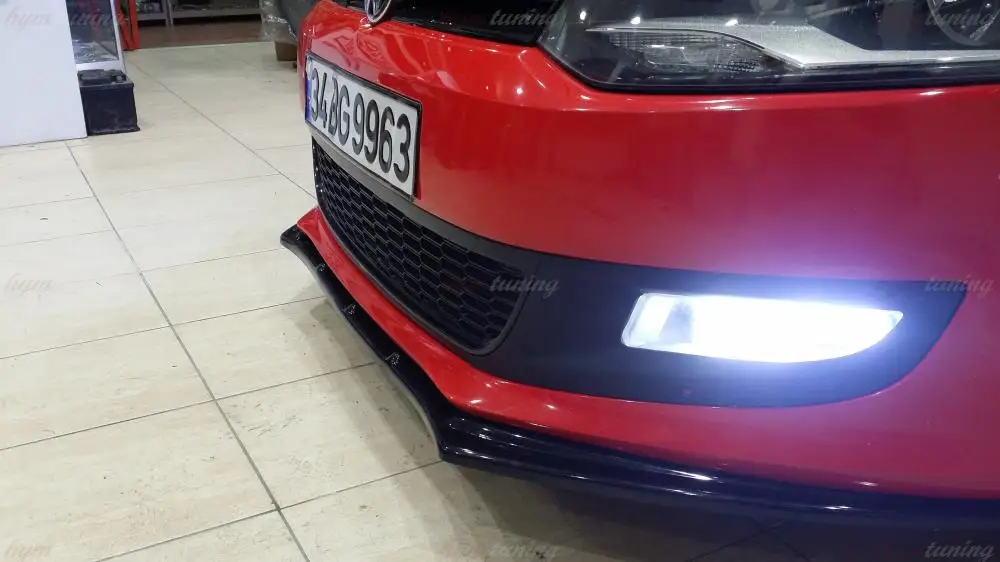 Фронтальное крепление бампера для VW Polo 6 2009-2016 4 3-х частейный глянцевый черный сплиттер губы автомобиля авто стайлинг аксессуар орнамент.